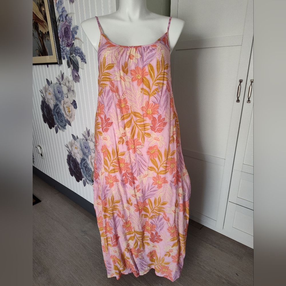Authentic Hawaiian Maxi Happy Haleweia Sz Lg Floral Adjustable Straps Resort Sun